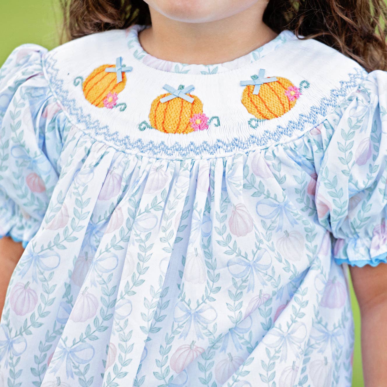 Girls Smocked Pumpkin Dress