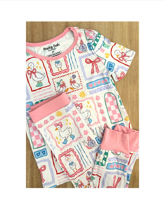 Goose on the Loose Short Sleeve Bamboo Pajamas Set