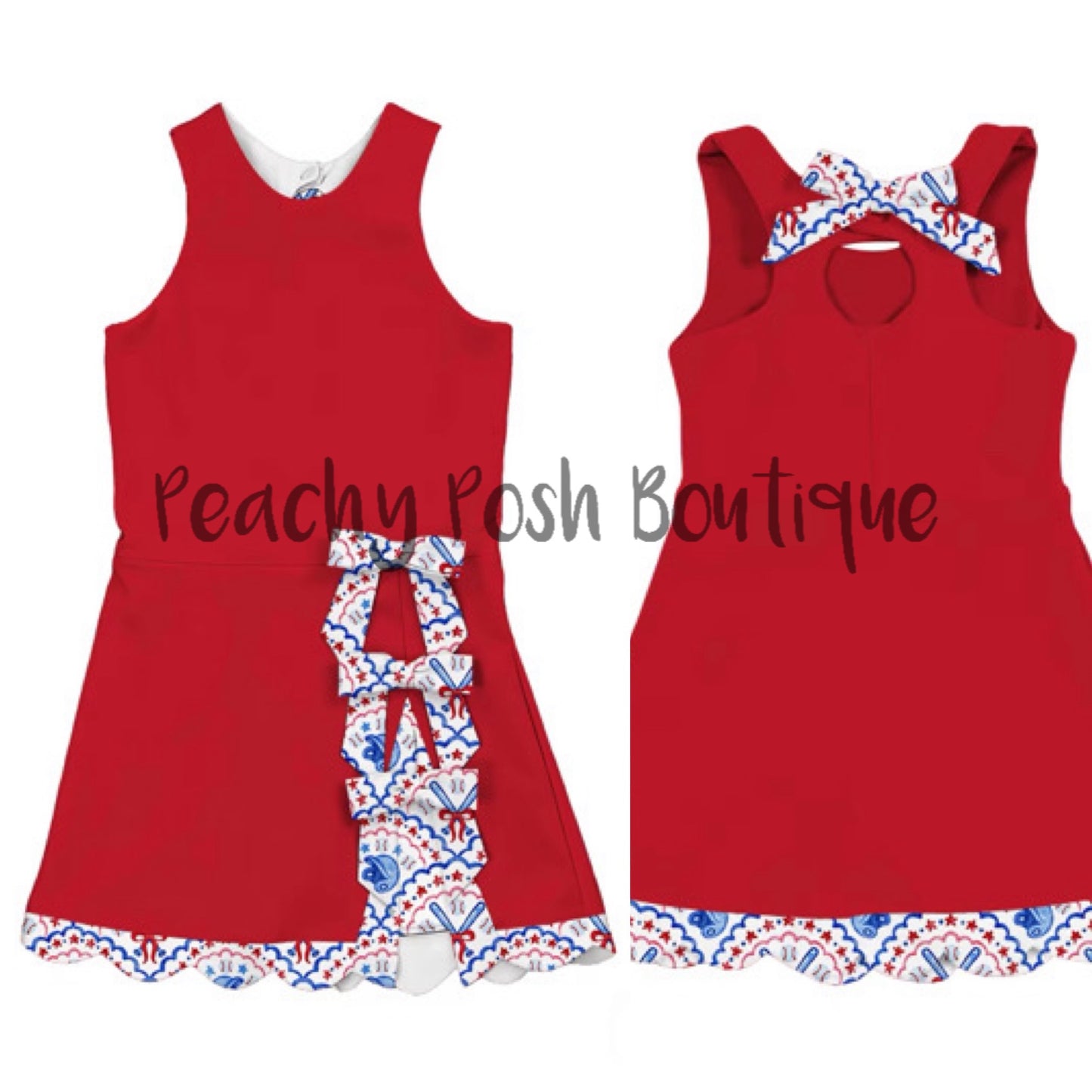 Red White and Blue Baseball Mom Dress