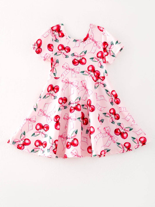 Bow Cherry Cute Girls Dress