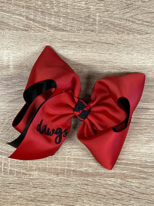 Double Layer School Spirit Hair Bows: DAWGS
