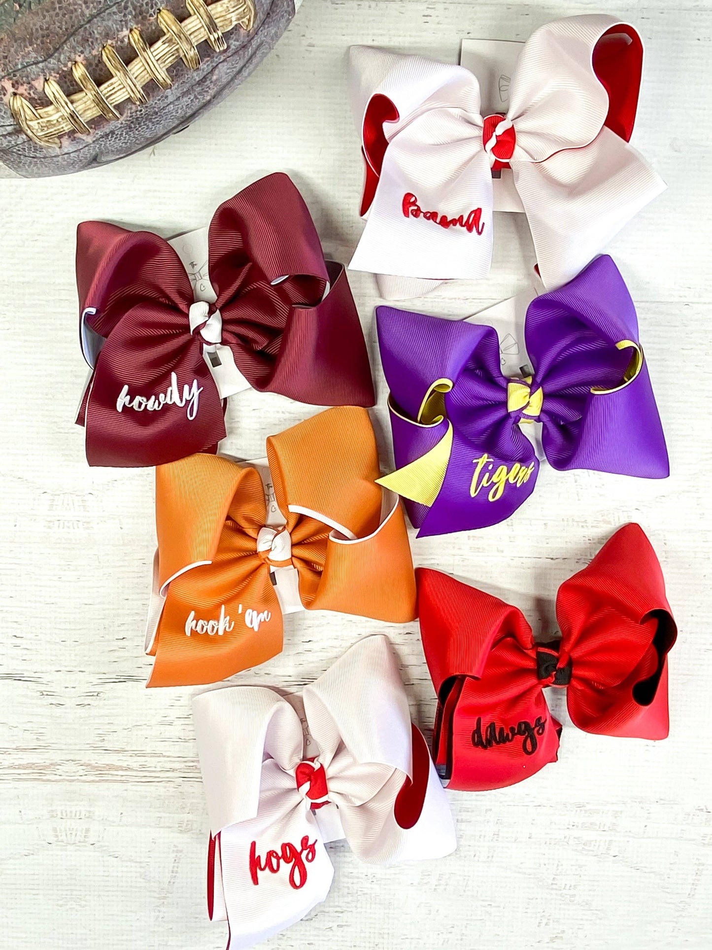 Double Layer School Spirit Hair Bows: DAWGS
