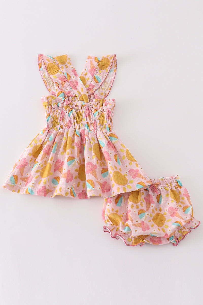 Ice Cream muslin smocked set