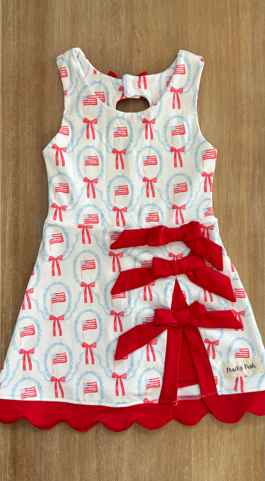 Red White and Blue Bow Mom Dress