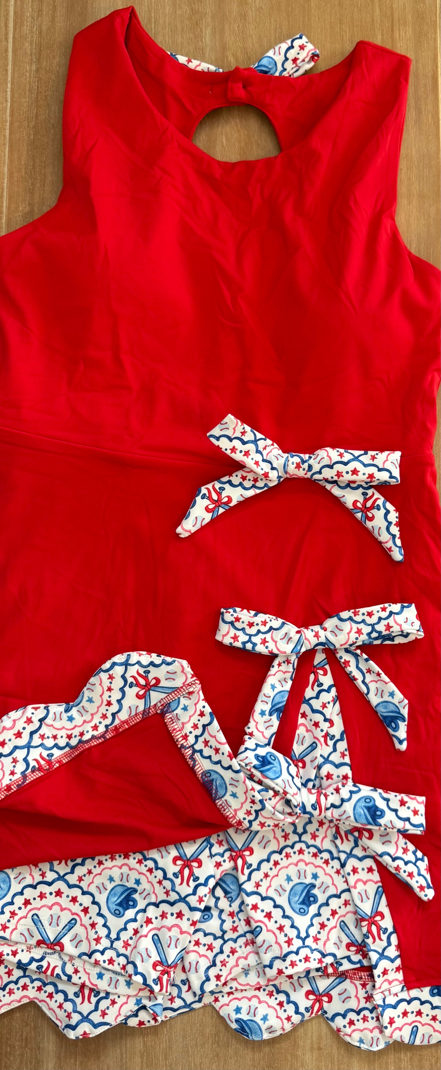 Red White and Blue Baseball Mom Dress