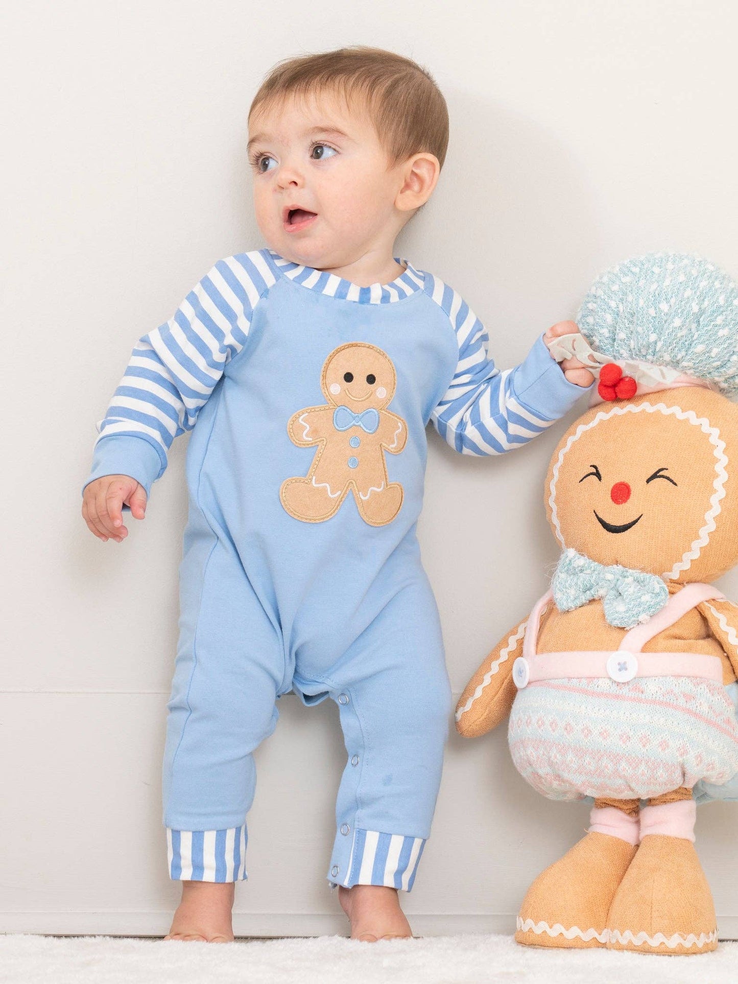 Christmas Gingerbread Romper Pajamas- Boy