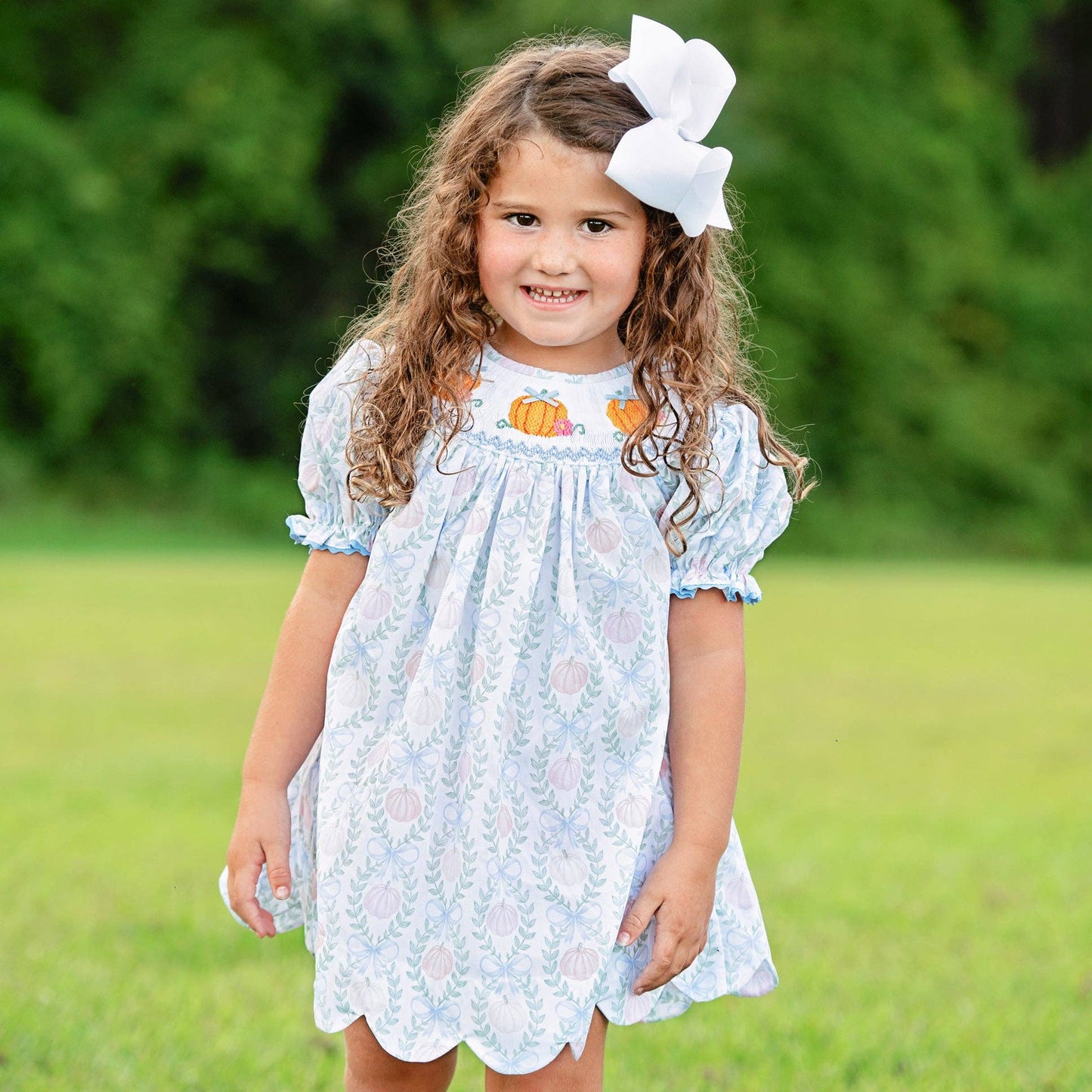 Girls Smocked Pumpkin Dress