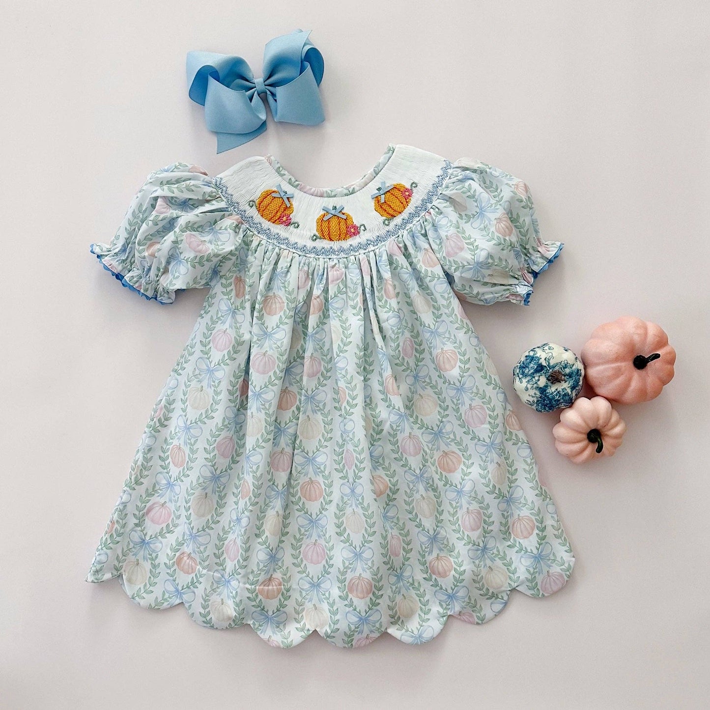 Girls Smocked Pumpkin Dress